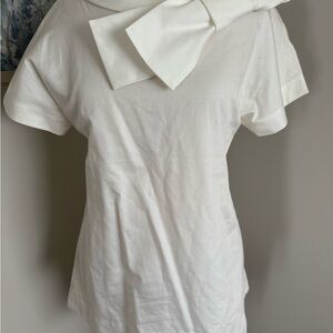 kate spade White Short-Sleeve Top with Neck Bow Accent
